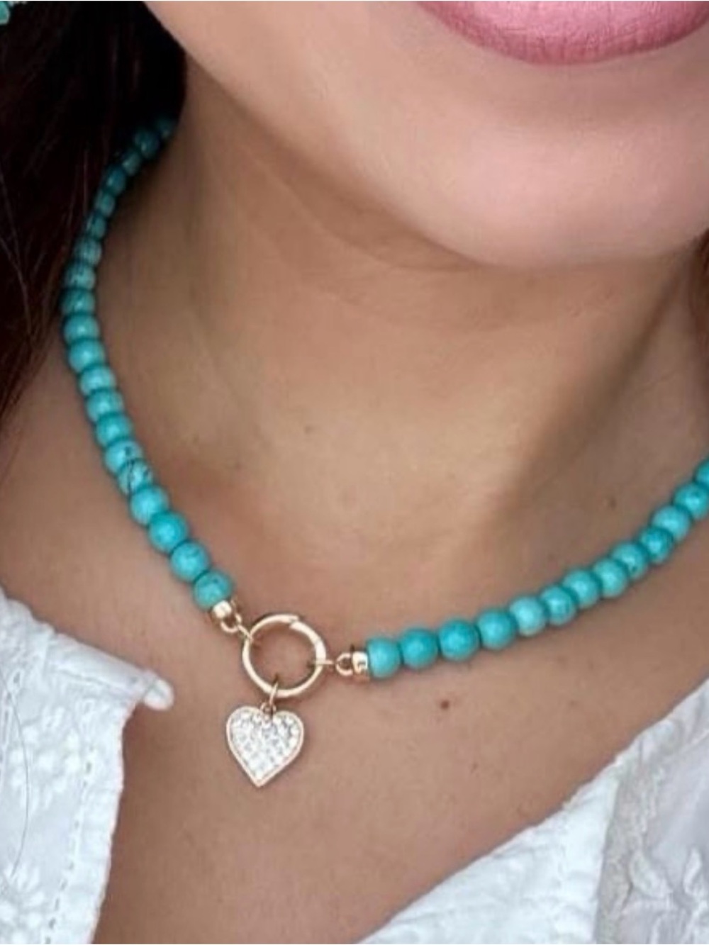 Park Lane Santorini Turquoise Gold Heart Pendant Necklace - April sparkle box